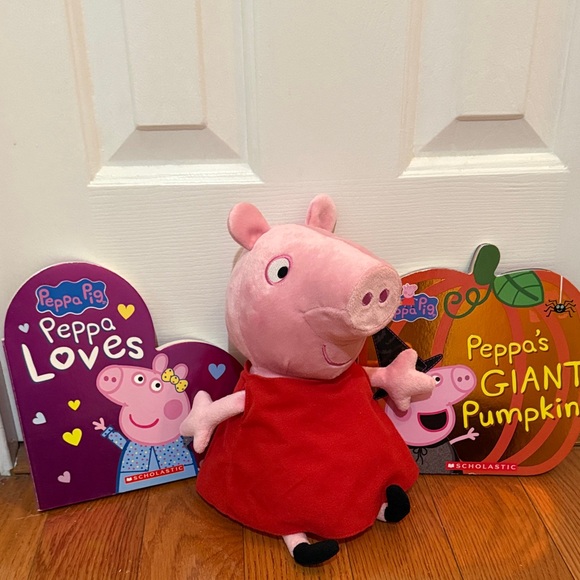 Peppa Pig Other - Peppa Pig Plush Talking Toy in Red Dress with Story Books
